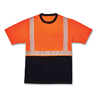 ergodyne GloWear 8280BK Class 2 Performance T-Shirt with Black Bottom, Polyester, Medium, Orange (22583)