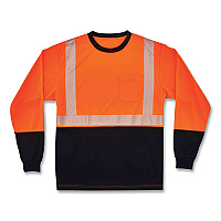 ergodyne GloWear 8281BK Class 2 Long Sleeve Shirt with Black Bottom, Polyester, Large, Orange (22684)