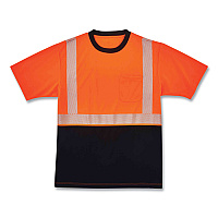 ergodyne GloWear 8280BK Class 2 Performance T-Shirt with Black Bottom, Polyester, 5X-Large, Orange (22589)