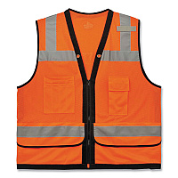 ergodyne GloWear 8253HDZ Class 2 Heavy-Duty Mesh Surveyors Vest, Polyester, 4X-Large/5X-Large, Orange (23319)