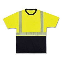 ergodyne GloWear 8280BK Class 2 Performance T-Shirt with Black Bottom, Polyester, 5X-Large, Lime (22539)