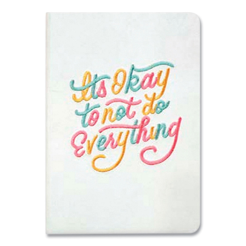 Denik Embroidered Vegan-Suede Layflat Hardbound Journal, Medium/College Rule, White Cover, (144) Sheets (AHBC839L)