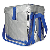 PackIt Fresh Eco Freeze Tote, (2) Blue Nylon Shoulder Straps, (2) Blue Nylon Strap Handles, 13.5" x 9" x 13", Silver/Blue, 4/Carton (UDMAG)