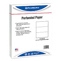 Printworks Professional Perforated and Punched Paper, 92 Bright, 24 lb Bond Weight, 8.5 x 11, White, 500/Ream, 5 Reams/Carton (04122CT)