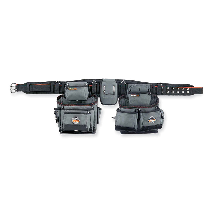 ergodyne Arsenal 5500 28-Pocket Synthetic Tool Rig, Fits Waist 32" to 46", Polyester, Gray (13601)