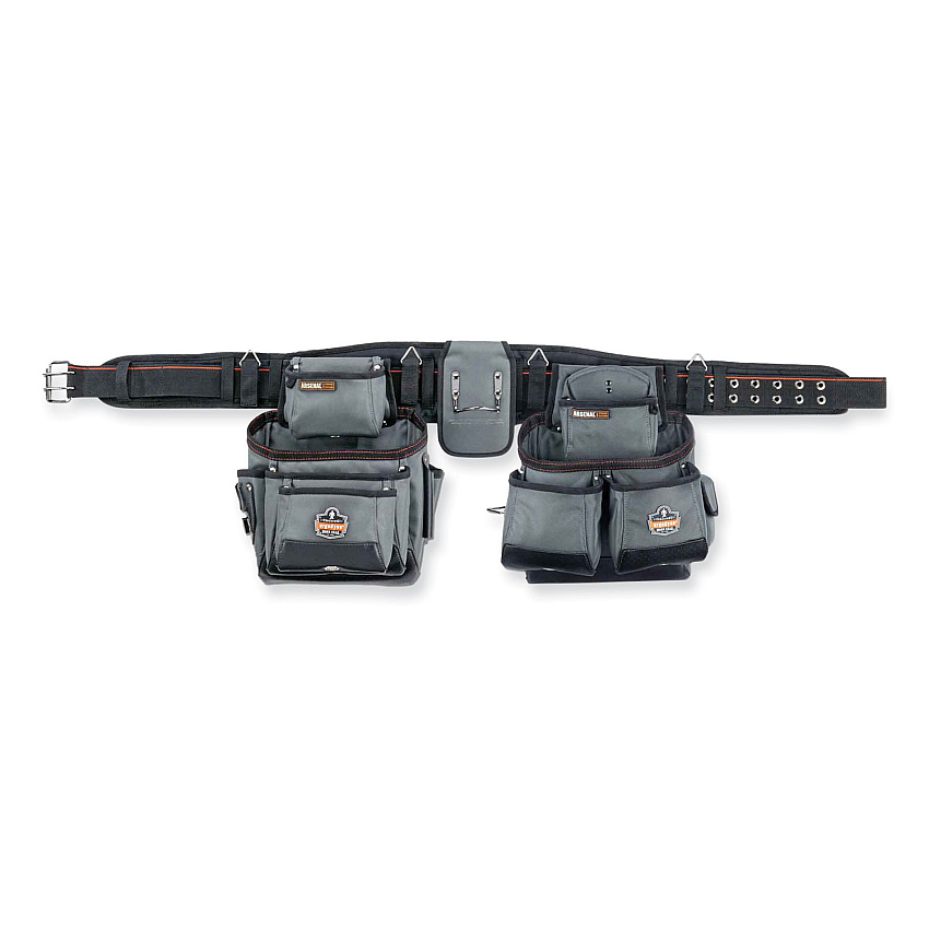 ergodyne Arsenal 5500 28-Pocket Synthetic Tool Rig, Fits Waist 40" to 54", Polyester, Gray (13602)