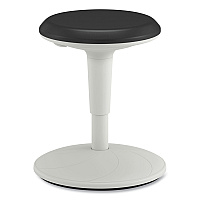 HON Revel Adjustable Height Fidget Stool, Backless, Supports Up to 250 lb, 13.75" to 18.5" Seat Height, Black Seat, White Base (HEFS01BL)