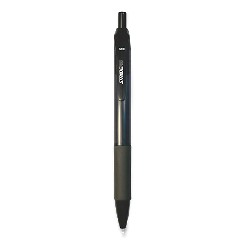 StrideRio Gel Pen, Retractable, Medium 0.7 mm, Black Ink, Translucent Black Barrel, 12/Box (52001)