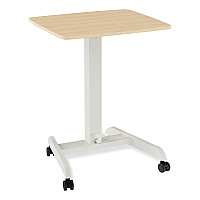 Union & Scale Essentials Sit-Stand Single-Column Mobile Workstation, 23.6" x 20.5" x 29.6" to 44.2", Natural Wood/Light Gray (60413CC)