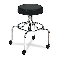Safco Screw Lift Stool with High Base, Supports Up to 250 lb, 33" Seat Height, Black Seat, Chrome Base (3433BL)