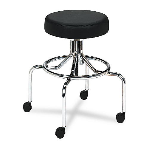 Safco Screw Lift Stool with High Base, Supports Up to 250 lb, 33" Seat Height, Black Seat, Chrome Base (3433BL)