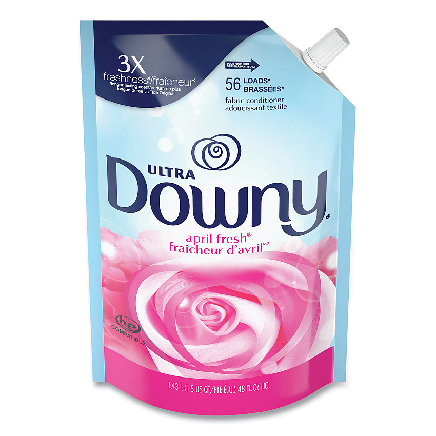 Downy Liquid Fabric Softener, April Fresh, 48 oz Pouch, 3/Carton (99172)