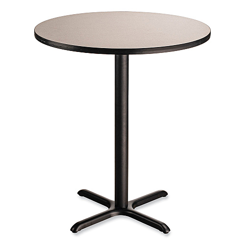 NPS Cafe Table, 36" Diameter x 42h, Round Top/X-Base, Gray Nebula Top, Black Base (CT13636XB1GY)