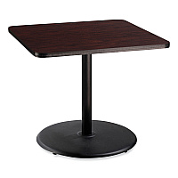 NPS Cafe Table, 36w x 36d x 30h, Square Top/Round Base, Mahogany Top, Black Base (CT33636RD1MY)