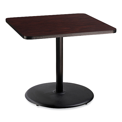 NPS Cafe Table, 36w x 36d x 30h, Square Top/Round Base, Mahogany Top, Black Base (CT33636RD1MY)