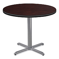 NPS Cafe Table, 36" Diameter x 30h, Round Top/X-Base, Mahogany Top, Gray Base (CG13636XD1MY)