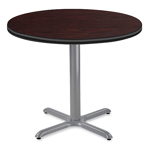 NPS Cafe Table, 36" Diameter x 30h, Round Top/X-Base, Mahogany Top, Gray Base (CG13636XD1MY)