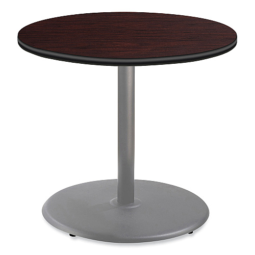 NPS Cafe Table, 36" Diameter x 30h, Round Top/Base, Mahogany Top, Gray Base (CG13636RD1MY)