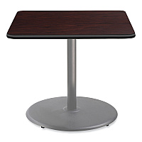 NPS Cafe Table, 36w x 36d x 30h, Square Top/Round Base, Mahogany Top, Gray Base (CG33636RD1MY)