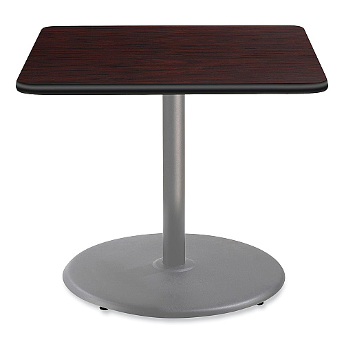 NPS Cafe Table, 36w x 36d x 30h, Square Top/Round Base, Mahogany Top, Gray Base (CG33636RD1MY)