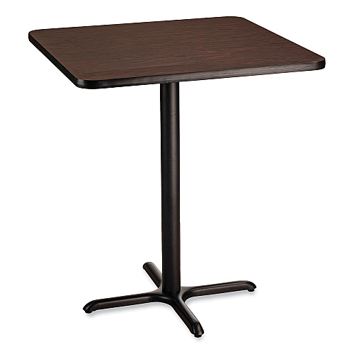 NPS Cafe Table, 36w x 36d x 42h, Square Top/X-Base, Mahogany Top, Black Base (CT33636XB1MY)