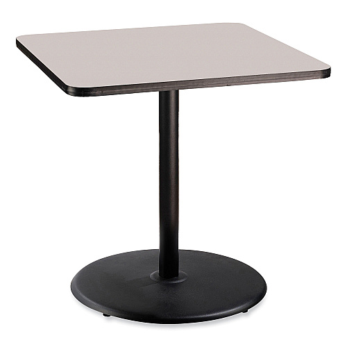 NPS Cafe Table, 36w x 36d x 36h, Square Top/Round Base, Gray Nebula Top, Black Base (CT33636RC1GY)