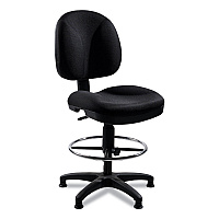 NPS Comfort Task Stool, Supports Up to 300 lb, 24.5" to 34.5" Seat Height, Black Seat, Black Back, Black Base (CTS)