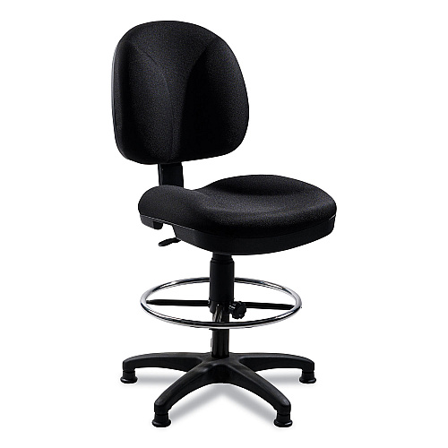 NPS Comfort Task Stool, Supports Up to 300 lb, 24.5" to 34.5" Seat Height, Black Seat, Black Back, Black Base (CTS)