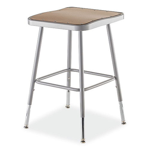 NPS 6300 Series Height Adjustable HD Square Seat Stool, Backless, Supports Up to 500 lb, 18" to 26" Seat Height, Brown/Gray (6318H)