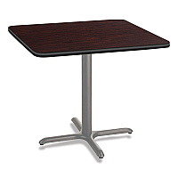 NPS Cafe Table, 36w x 36d x 30h, Square Top/X-Base, Mahogany Top, Gray Base (CG33636XD1MY)