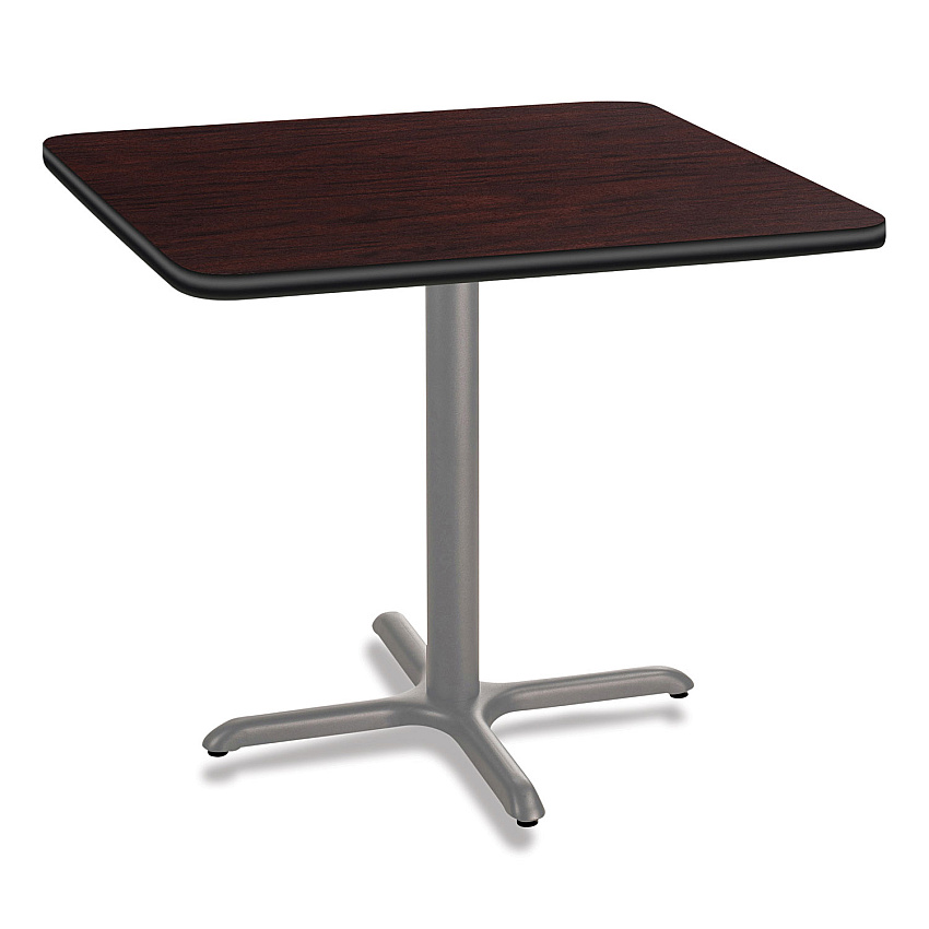 NPS Cafe Table, 36w x 36d x 30h, Square Top/X-Base, Mahogany Top, Gray Base (CG33636XD1MY)