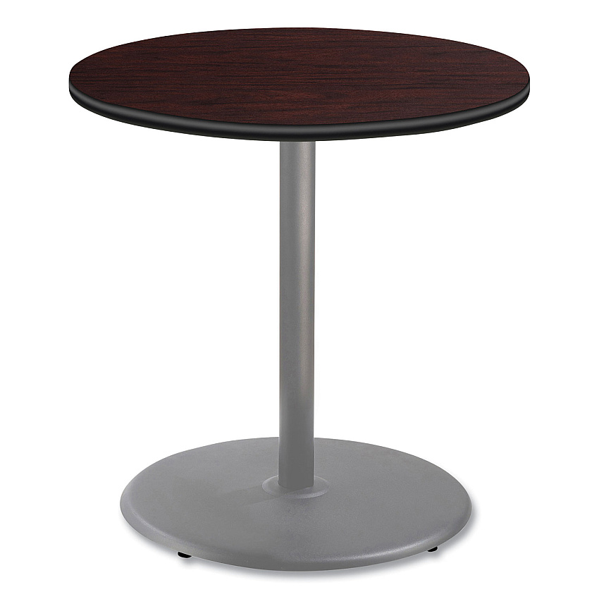 NPS Cafe Table, 36" Diameter x 36h, Round Top/Base, Mahogany Top, Gray Base (CG13636RC1MY)