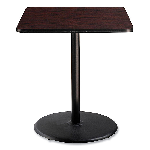 NPS Cafe Table, 36w x 36d x 42h, Square Top/Round Base, Mahogany Top, Black Base (CT33636RB1MY)