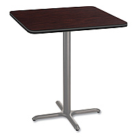 NPS Cafe Table, 36w x 36d x 42h, Square Top/X-Base, Mahogany Top, Gray Base (CG33636XB1MY)