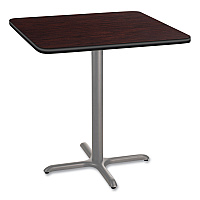 NPS Cafe Table, 36w x 36d x 36h, Square Top/X-Base, Mahogany Top, Gray Base (CG33636XC1MY)