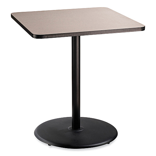 NPS Cafe Table, 36w x 36d x 42h, Square Top/Round Base, Gray Nebula Top, Black Base (CT33636RB1GY)