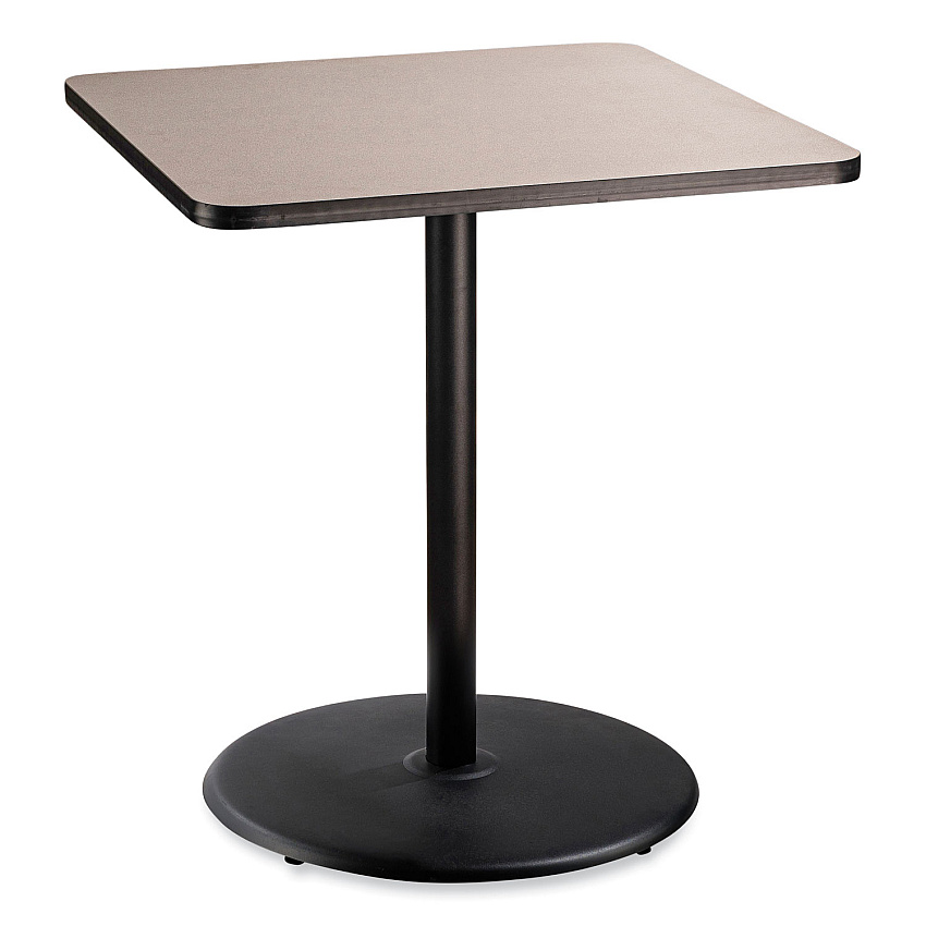 NPS Cafe Table, 36w x 36d x 42h, Square Top/Round Base, Gray Nebula Top, Black Base (CT33636RB1GY)