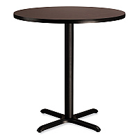 NPS Cafe Table, 36" Diameter x 36h, Round Top/X-Base, Mahogany Top, Black Base (CT13636XC1MY)