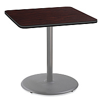 NPS Cafe Table, 36w x 36d x 36h, Square Top/Round Base, Mahogany Top, Gray Base (CG33636RC1MY)