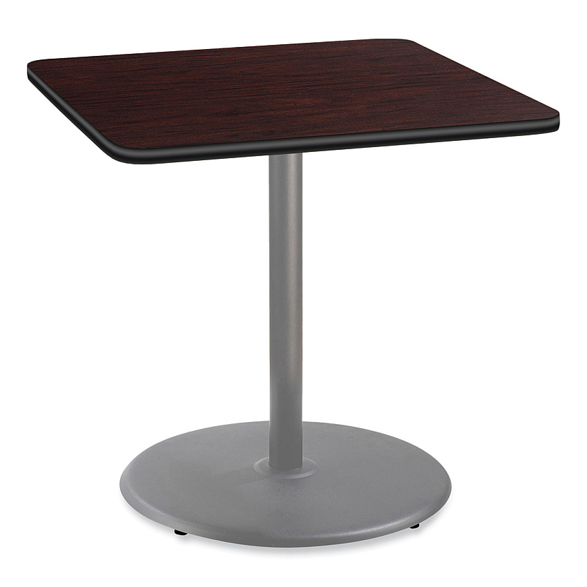 NPS Cafe Table, 36w x 36d x 36h, Square Top/Round Base, Mahogany Top, Gray Base (CG33636RC1MY)