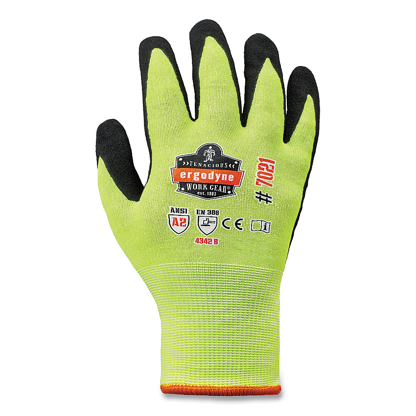 ergodyne ProFlex 7021-CASE Hi-Vis Nitrile Coated CR Gloves, Lime, X-Large, 144 Pairs/Carton (17865)