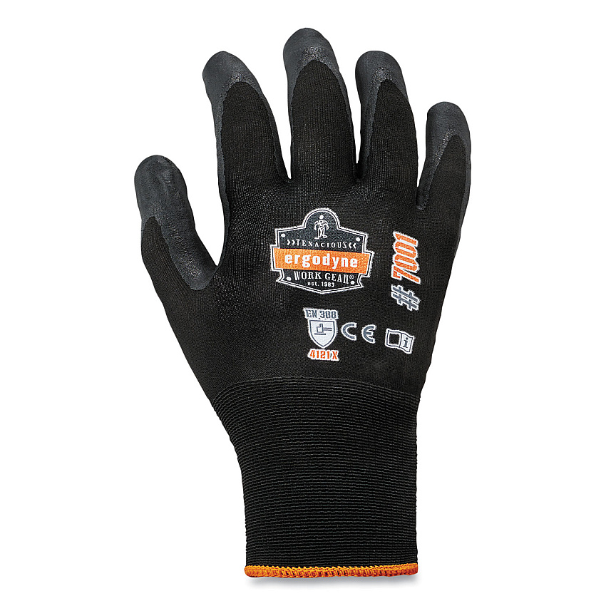 ergodyne ProFlex 7001 Nitrile-Coated Gloves, EN388: 4121X, 9.25" Long, XX-Large, Black, Pair (17956)