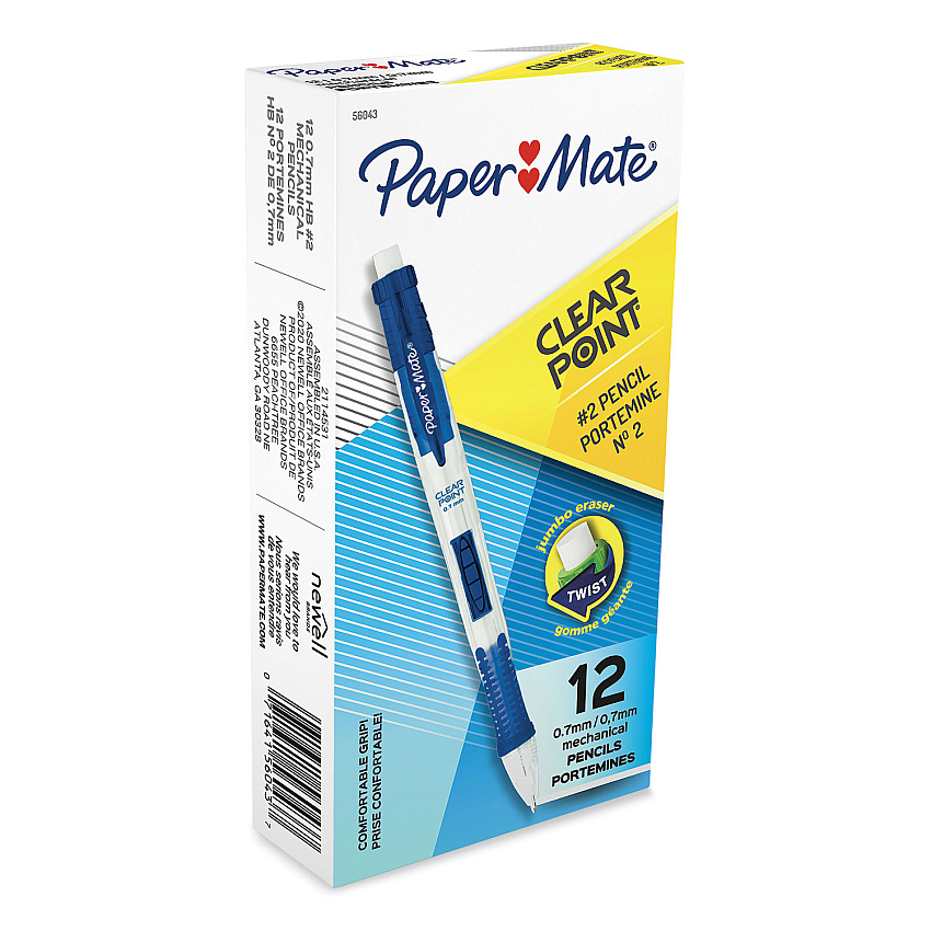 Paper Mate Clear Point Mechanical Pencil, 0.7 mm, HB (#2), Black Lead, Blue Barrel (56043)
