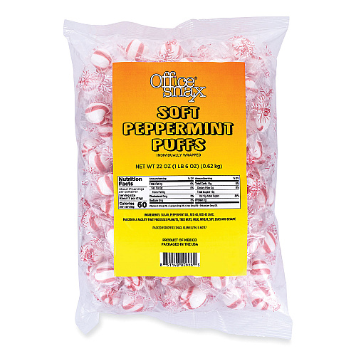 Office Snax Candy Assortments, Soft Peppermint Puffs, 22 oz Bag (00666)
