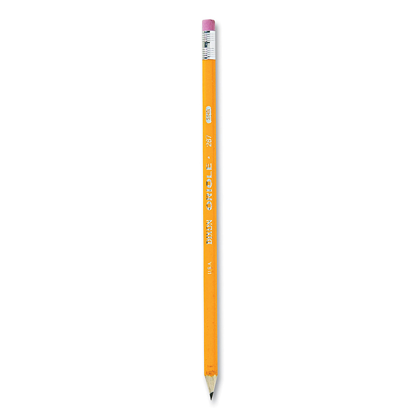 Dixon Oriole Presharpened Pencils, HB (#2), Black Lead, Yellow Barrel, Dozen (12886)