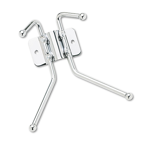 Safco Metal Wall Rack, Two Ball-Tipped Double-Hooks, Metal, 6.5w x 3d x 7h, Chrome (4160)