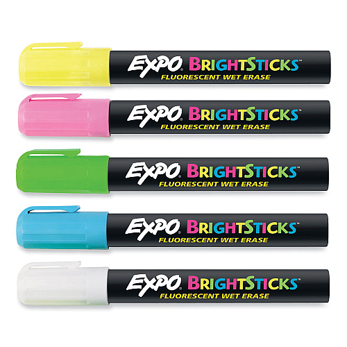 EXPO Bright Sticks, Medium Bullet Tip, Assorted Colors, 5/Set (14075)