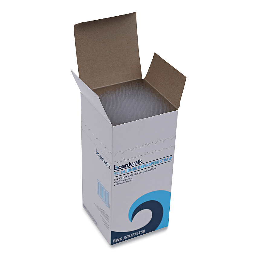Boardwalk&reg; Jumbo Plastic Straws, Translucent, 12,500 Straws (BWKJSTU775T50)