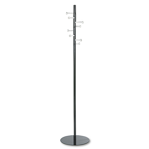 Safco Spiral Nail Head Coat Rack, Eight Nail-Head Hooks, 15w x 15d x 67h, Black/Silver (4191)