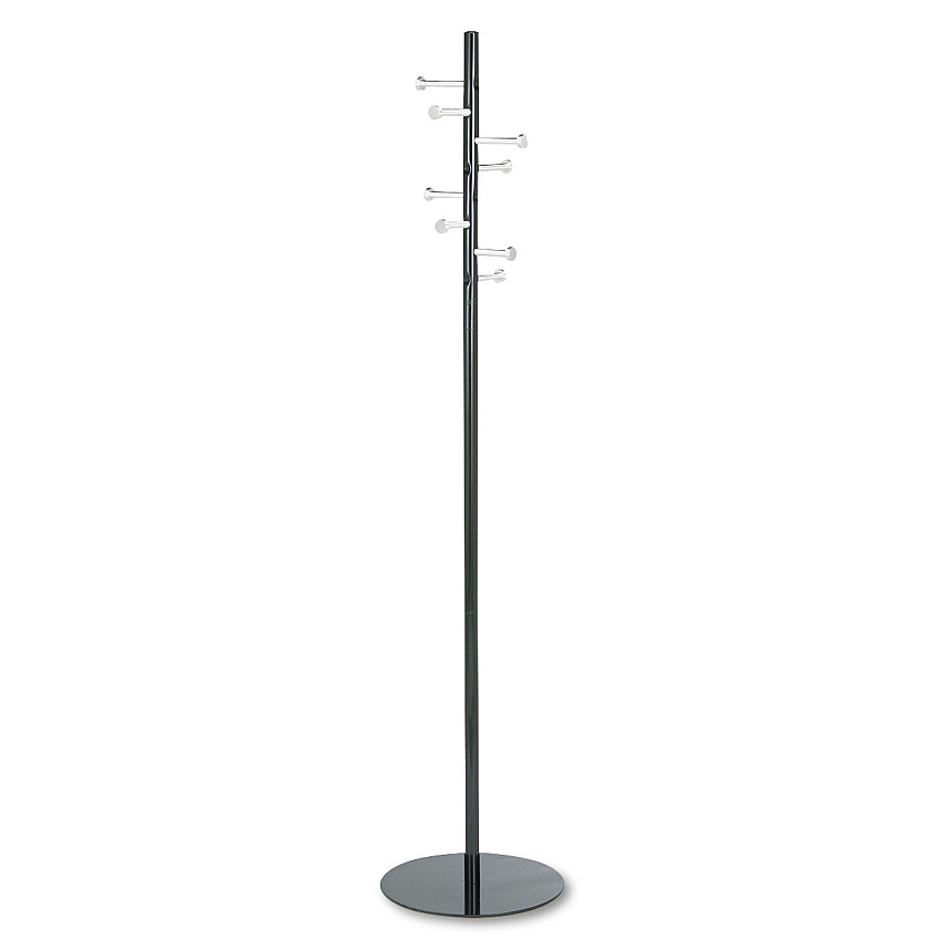 Safco Spiral Nail Head Coat Rack, Eight Nail-Head Hooks, 15w x 15d x 67h, Black/Silver (4191)